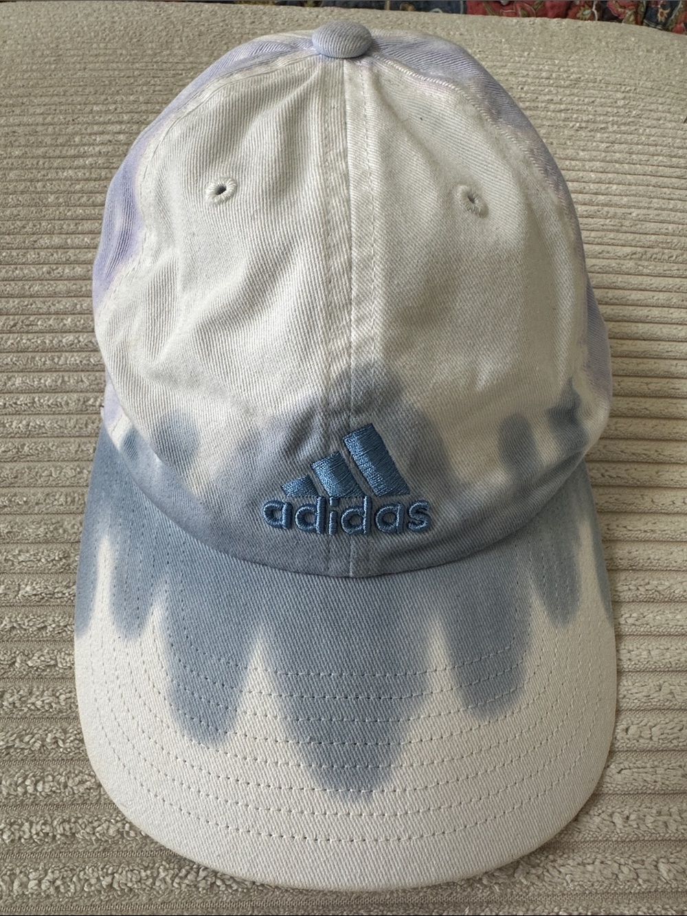 Adidas Light Blue and White Tie-Dye Adult Cap With Adjustable Strap